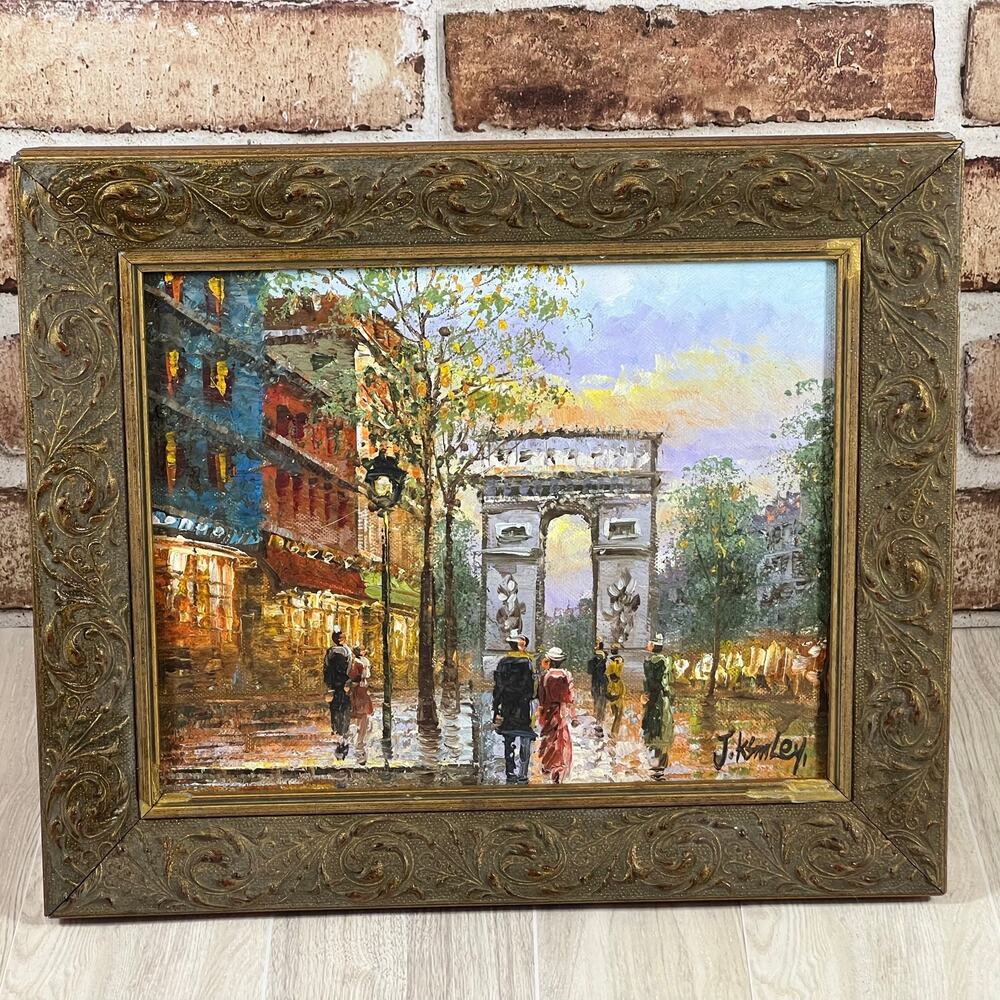 Vintage J Kimley Oil Painting On Canvas Framed Signed Impressionist Paris France